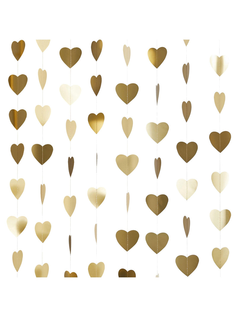 Hootyballoo golden hearts hanging backdrop for parties, UK version