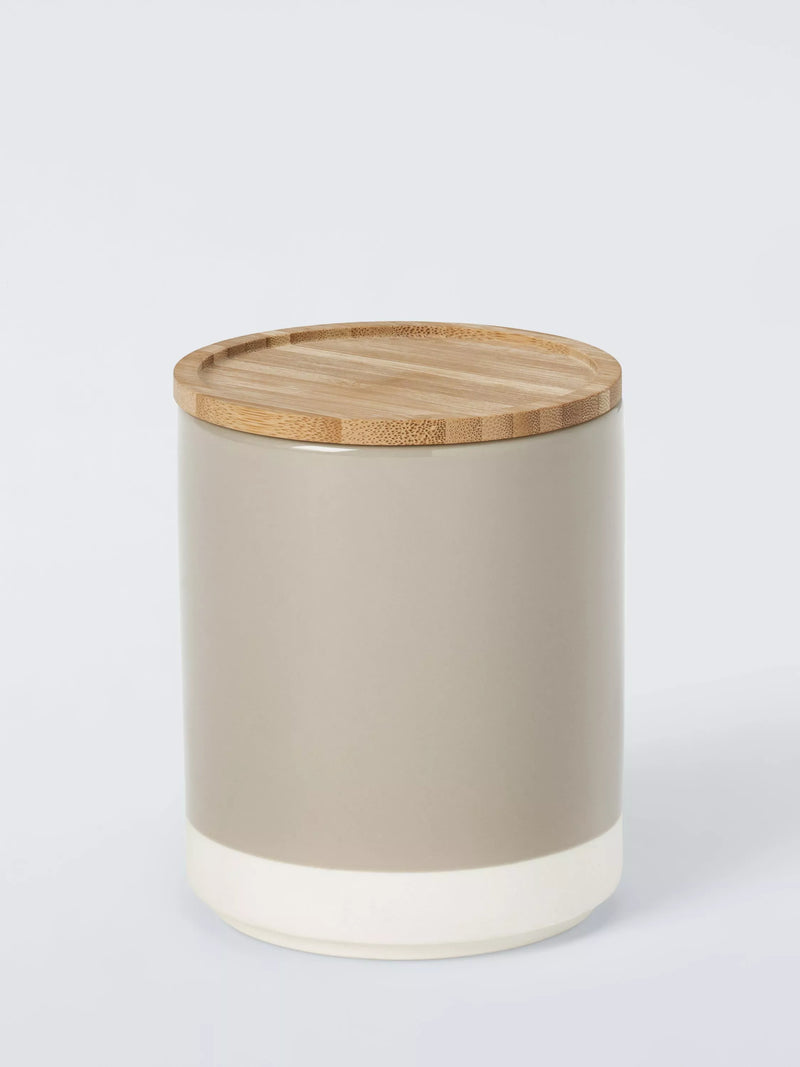 John Lewis Gloss Dipped Stoneware Kitchen Storage Jar with Bamboo Lid, 550ml