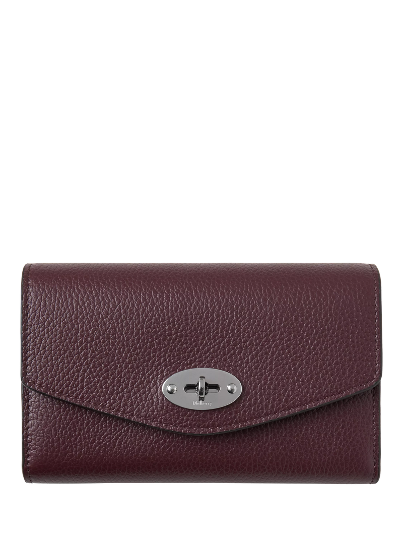 Mulberry Darley Medium Classic Grain Leather Wallet, Black Cherry
