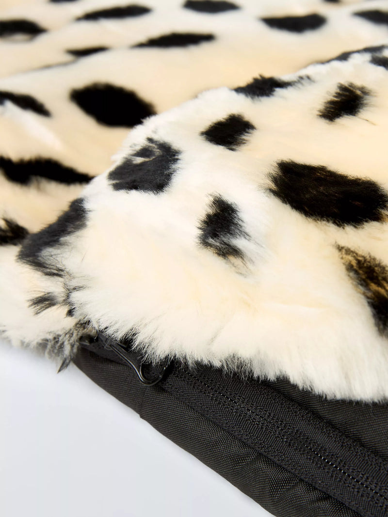 John Lewis sheepskin footmuff leopard spot, imported from the UK