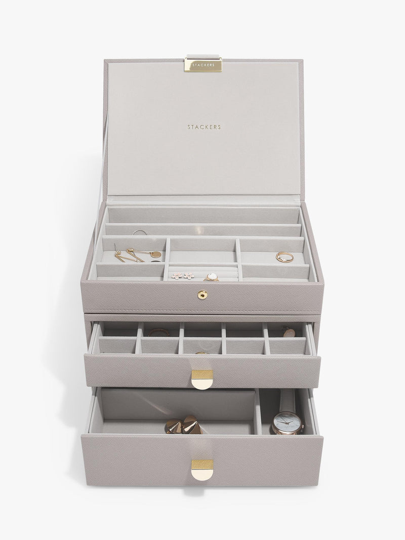 Stackers faux leather classic jewellery box 2-drawer set, UK version