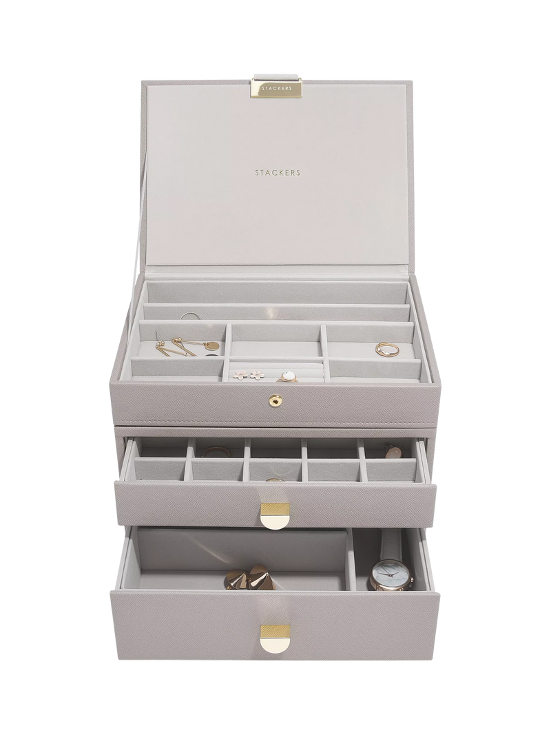 Stackers Faux Leather Classic Jewellery Box 2-Drawer Set