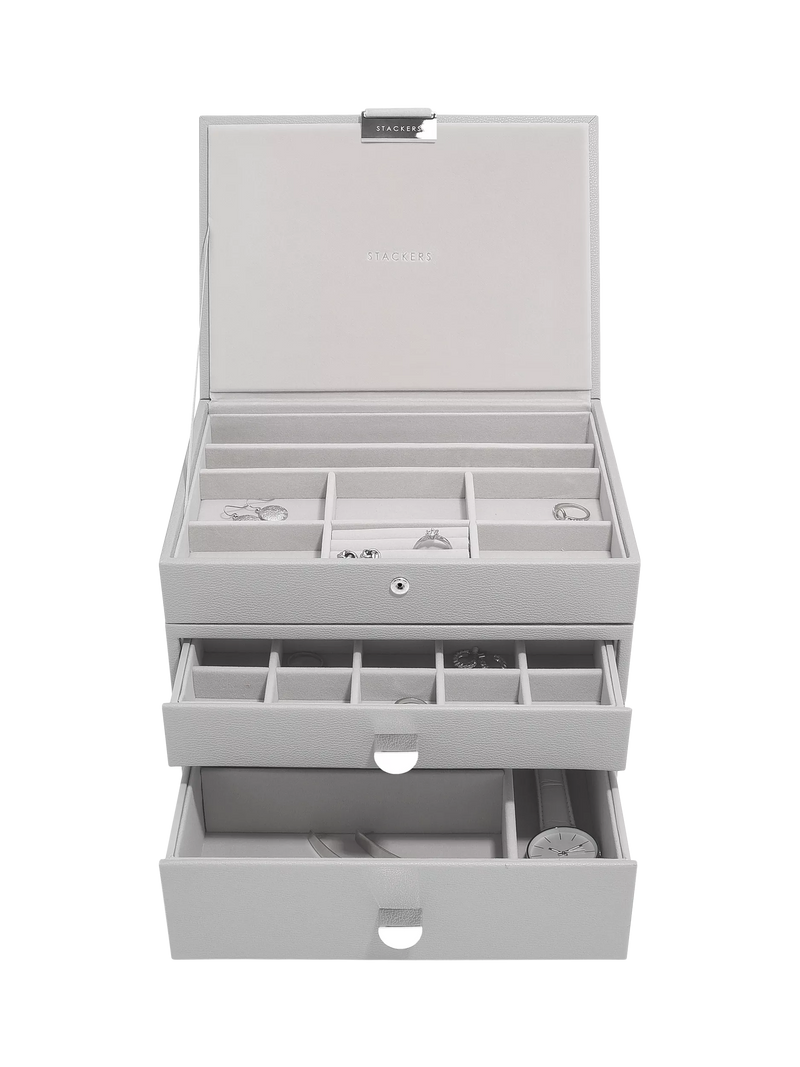 Stackers Faux Leather Classic Jewellery Box 2-Drawer Set