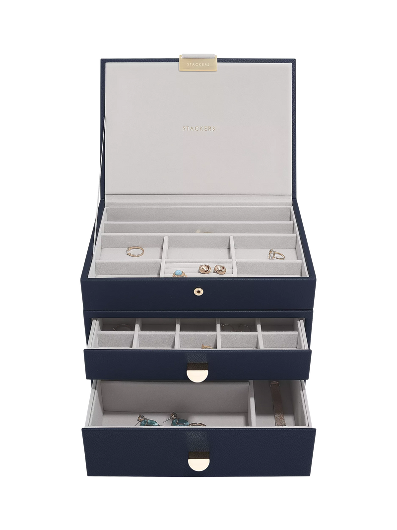 Stackers faux leather classic jewellery box 2-drawer set, UK version