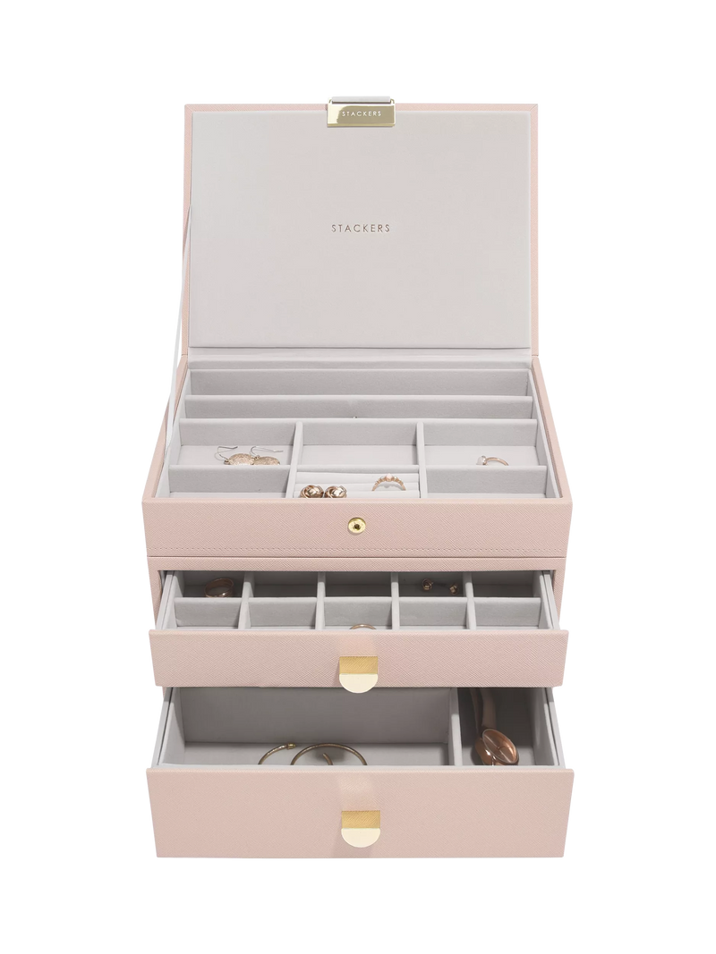 Stackers Faux Leather Classic Jewellery Box 2-Drawer Set