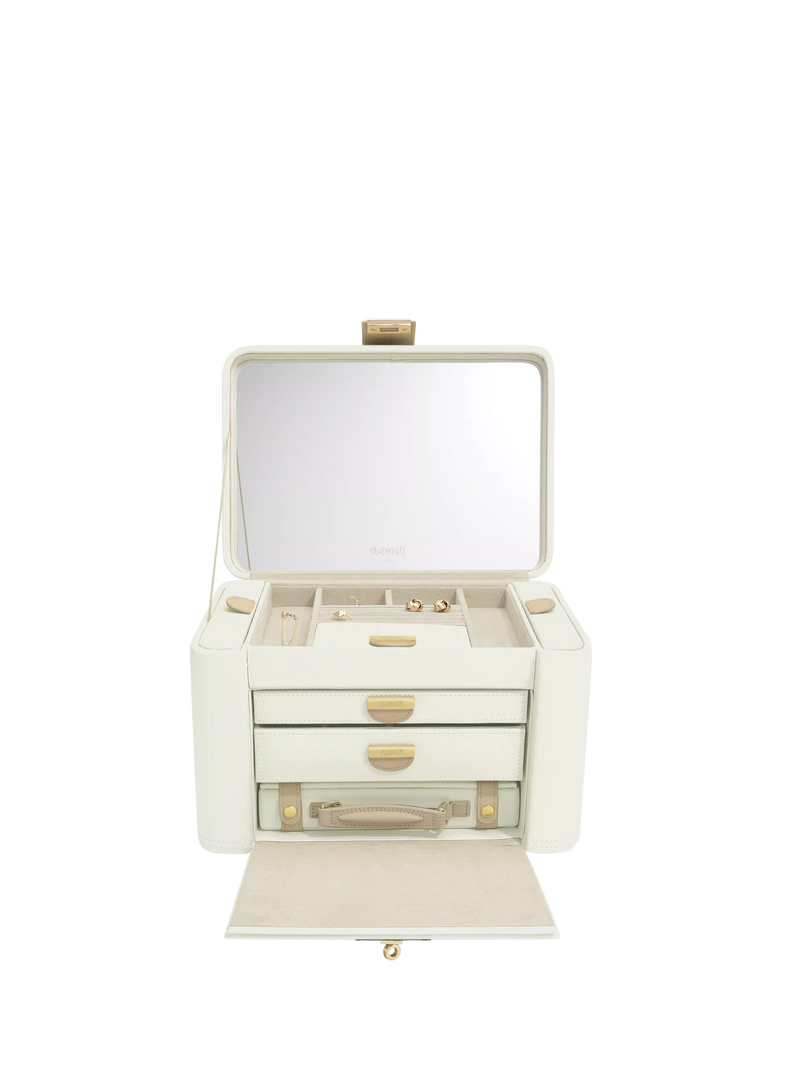 Stackers leather jewellery box in Cream/Mink, imported from the UK