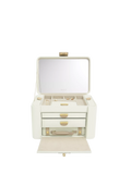 Stackers leather jewellery box in Cream/Mink, imported from the UK