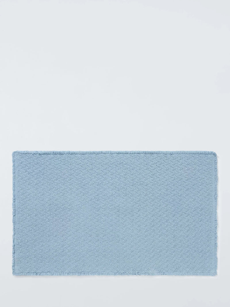 John Lewis Organic Cotton Fringe Bath Mat, Pacific