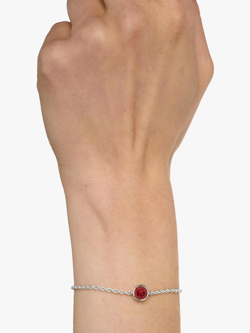 Tutti birthstone bracelet silver with garnet stone (British brand)