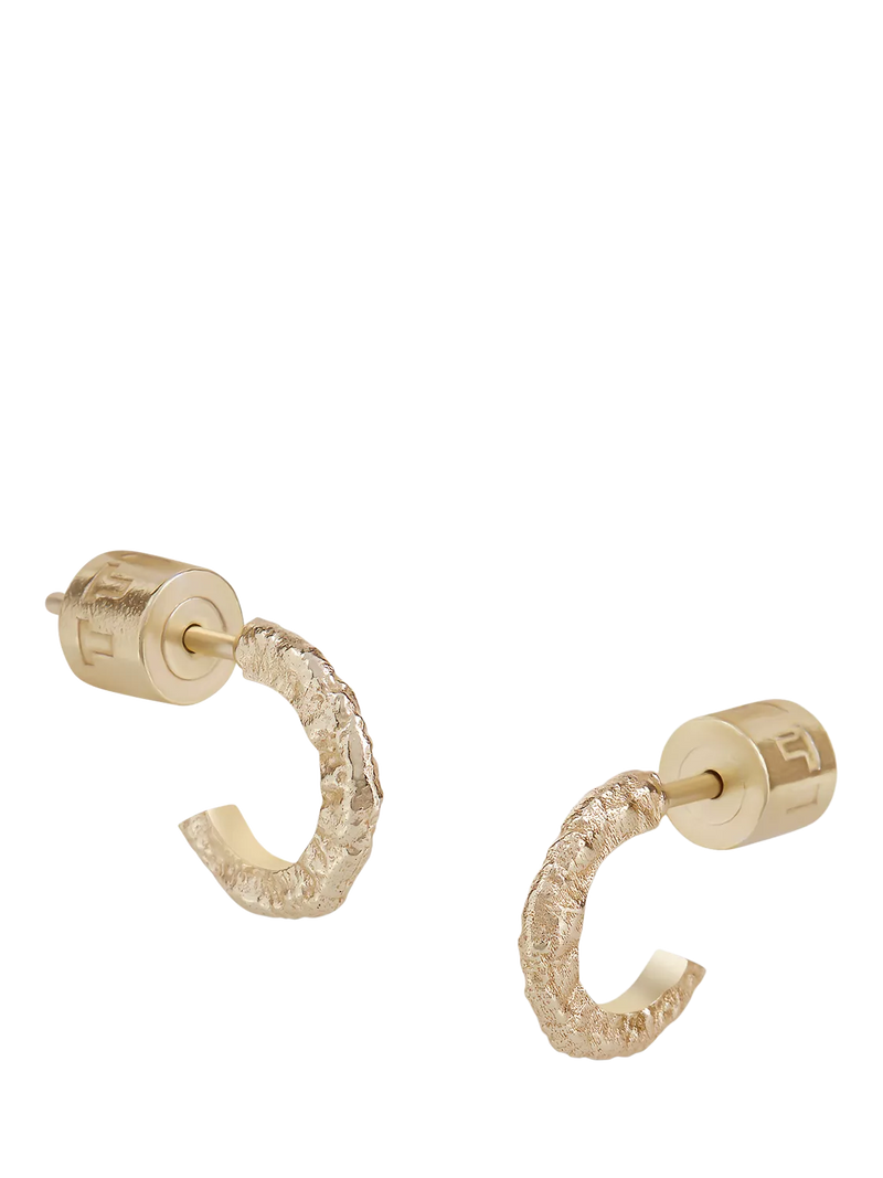 TUTTI gold plated textured stud hoop earrings, imported from the UK