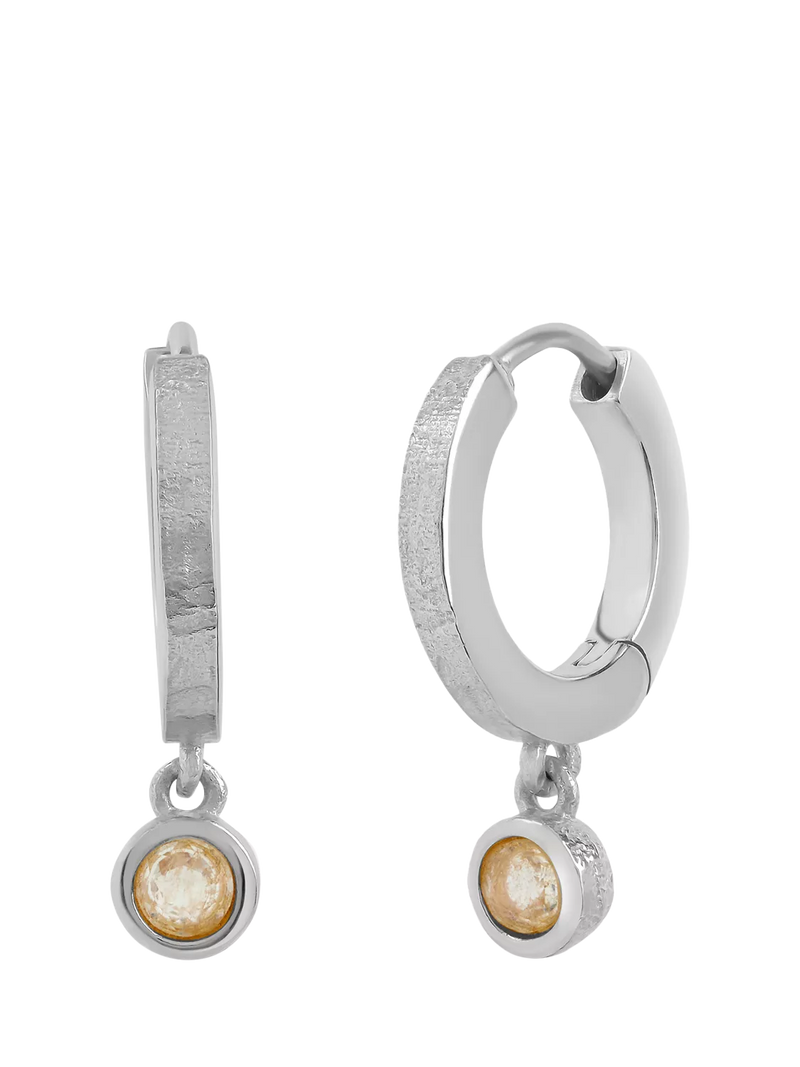 Tutti Birthstone Hoop Earrings Silver