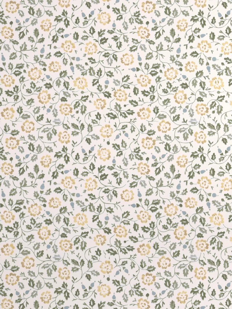 John Lewis Marlow Trail wallpaper Avocado Ochre roll, UK version