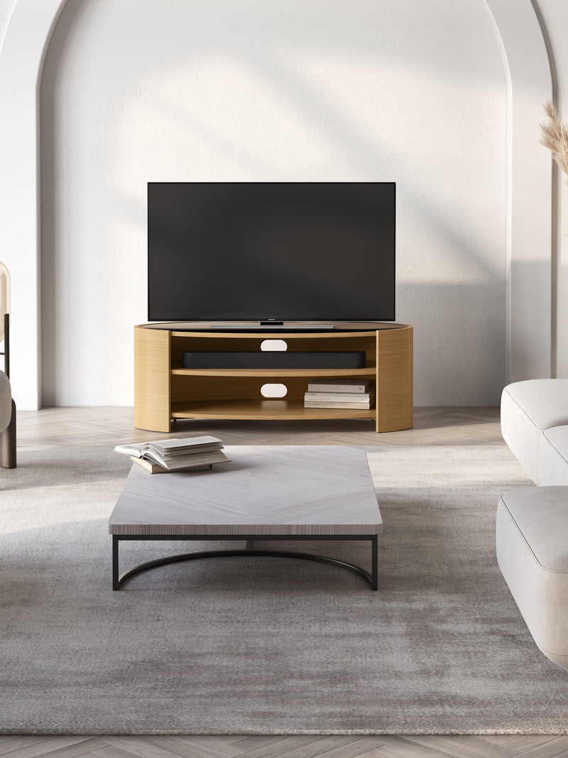 Tom Schneider Elliptic Deluxe media unit 125cm natural oak, imported from the UK
