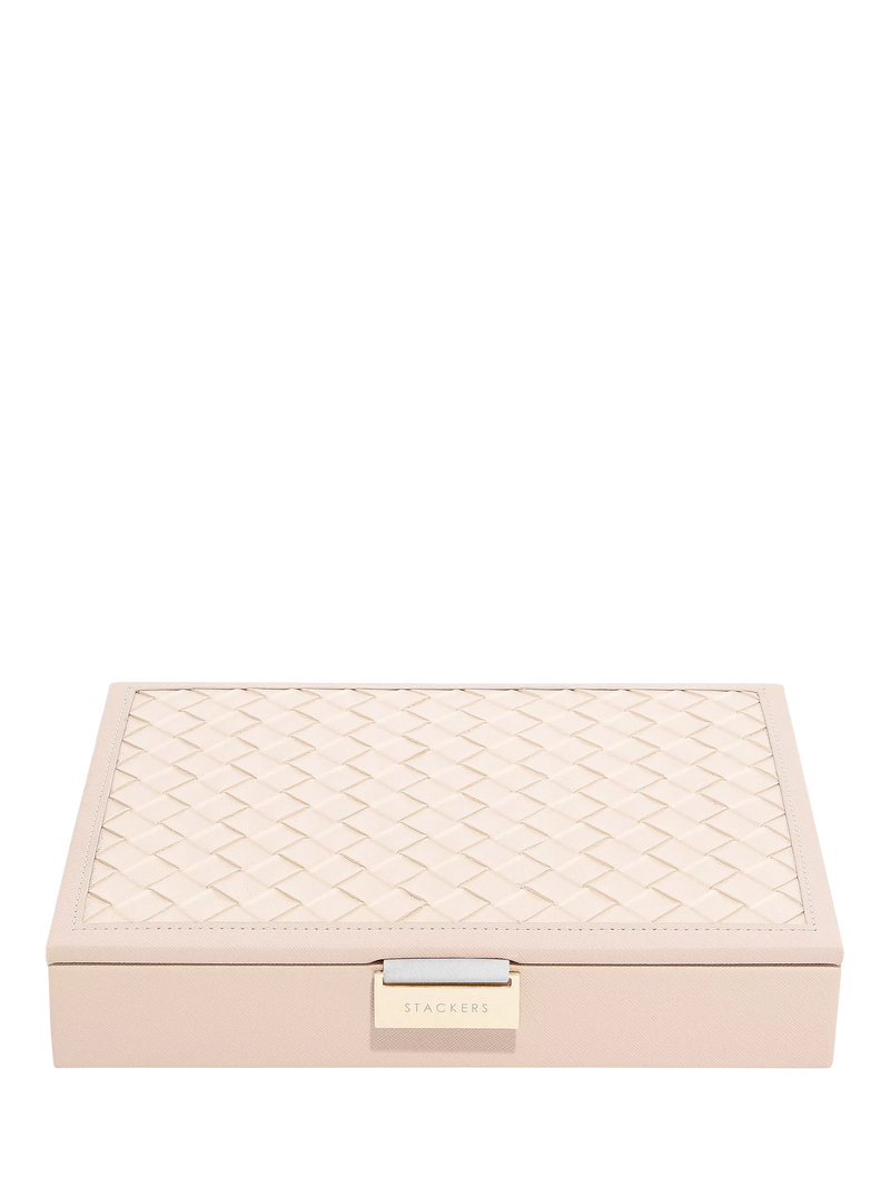 Stackers jewellery box blush pink woven lid, imported from the UK