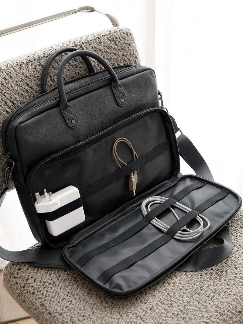 Stackers faux leather laptop bag black, UK version