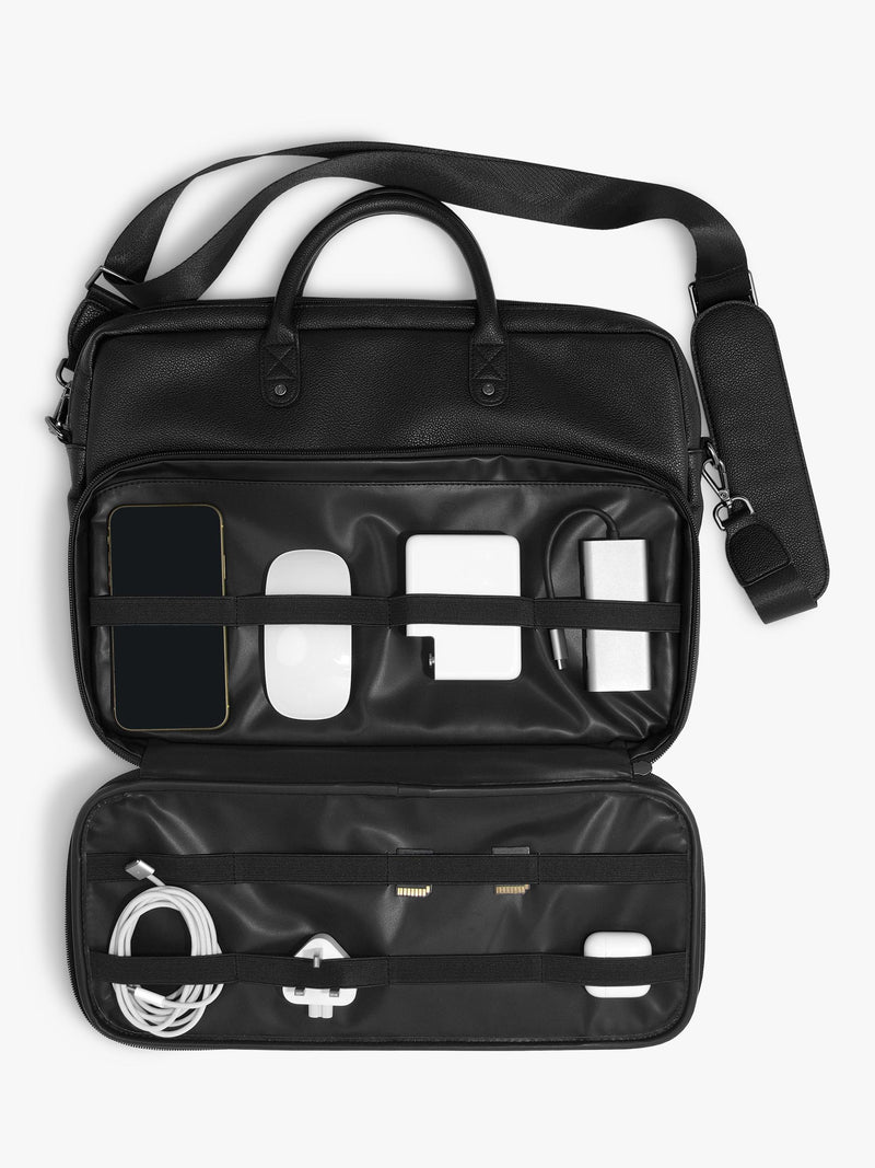 Stackers faux leather laptop bag black, UK version
