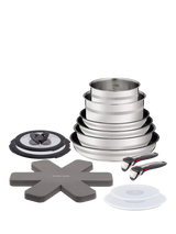 John Lewis Stainless Steel Cookware Set with Removable Handles and Non-Stick Wok, 18-Piece- Buy online at McGrocer
