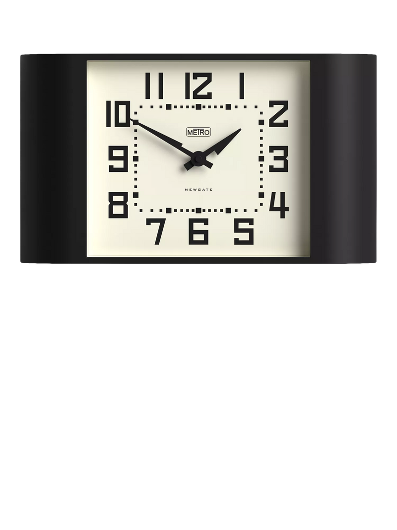 Newgate Clocks Metro square dial analogue wall clock black (British brand)