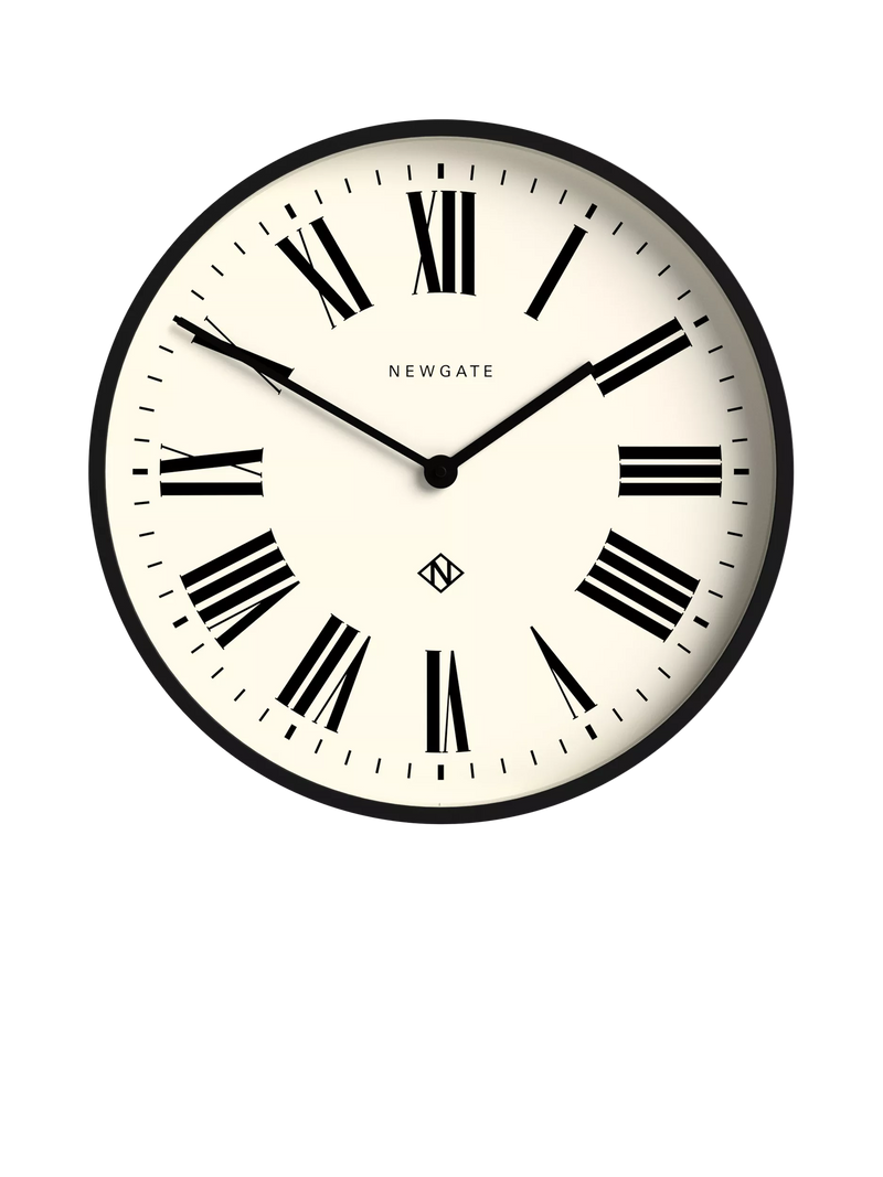 Newgate No2 Roman numeral wall clock black, imported from the UK