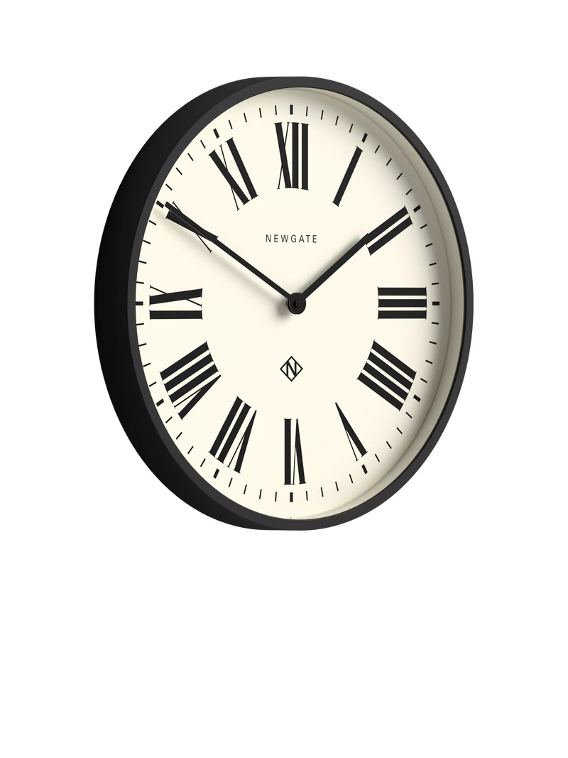 Newgate No2 Roman numeral wall clock black, imported from the UK