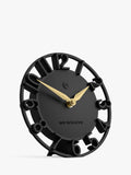 Newgate Timewarp mantel clock in black with gold-tone hands (British brand)