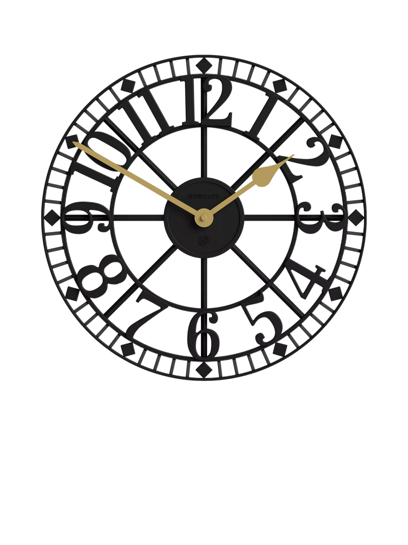 Newgate Clocks skeleton wall clock 40cm black - British product