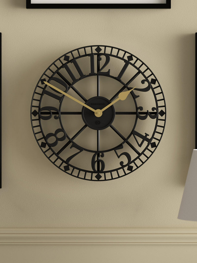 Newgate Clocks skeleton wall clock 40cm black - British product