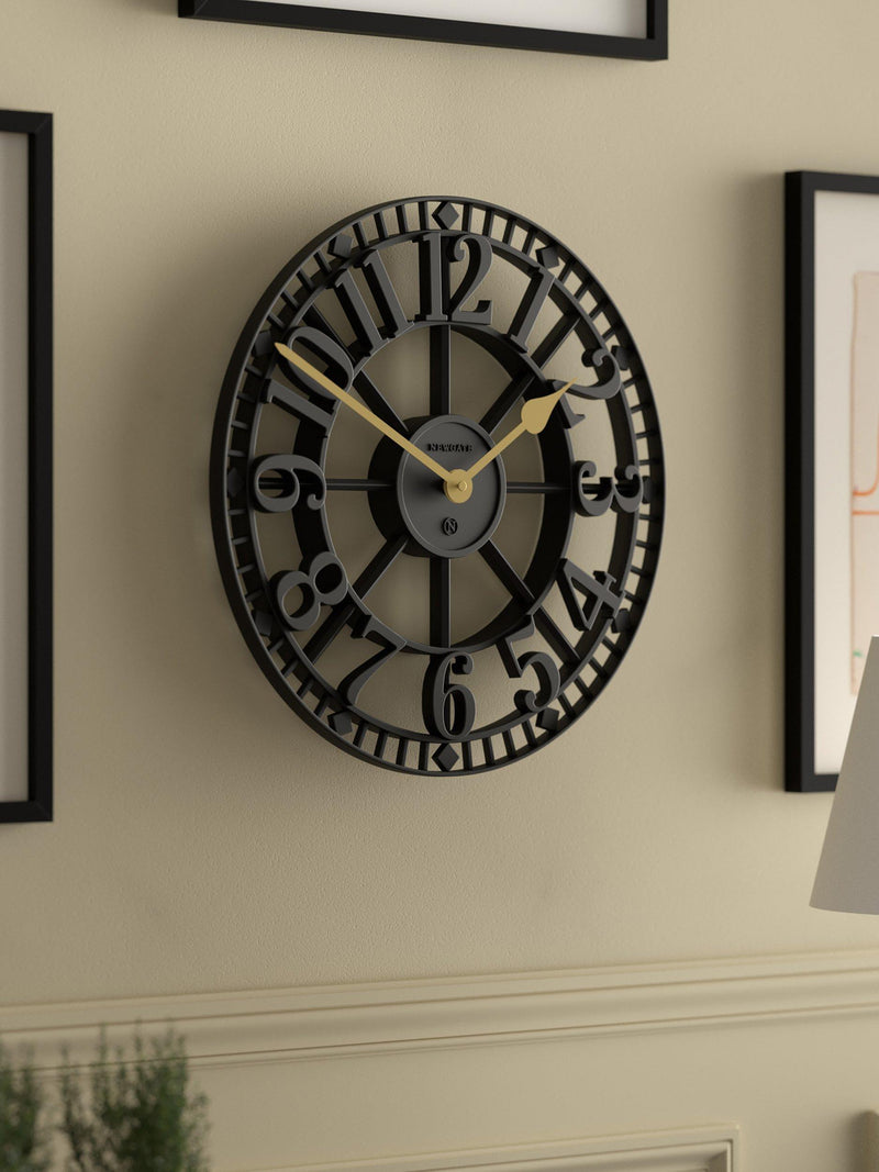 Newgate Clocks skeleton wall clock 40cm black - British product