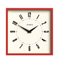 Jones Clocks wall clock engine red square British brand