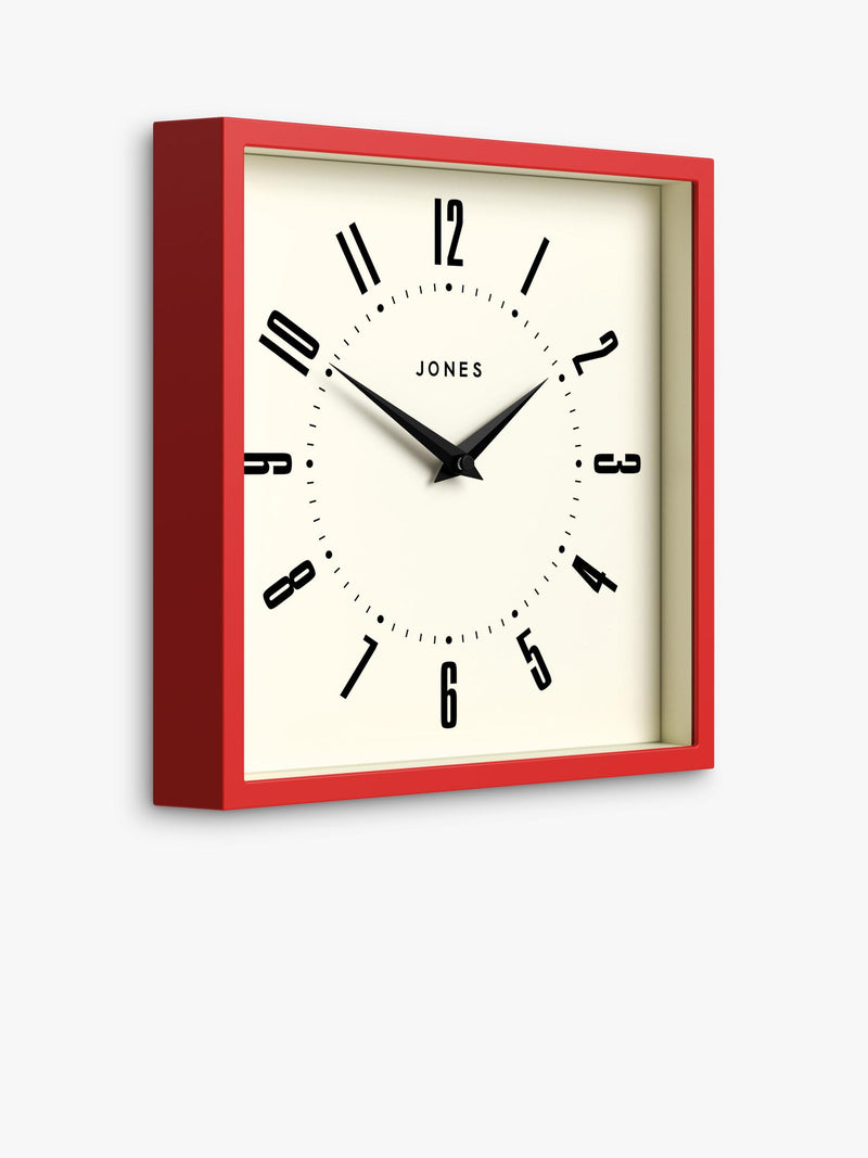 Jones Clocks wall clock engine red square British brand