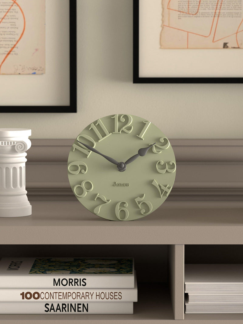 Jones Clocks Hampstead mantel clock desert sage (British brand)