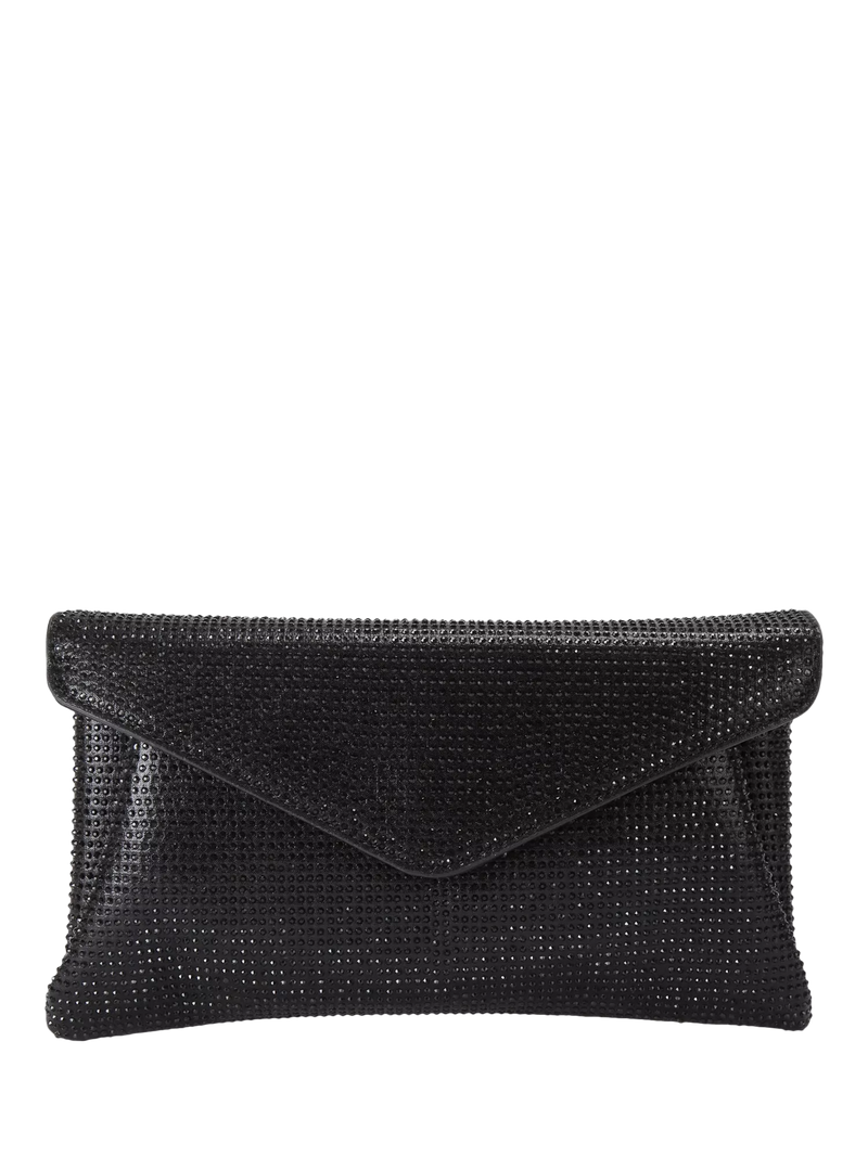 Carvela Stargaze crystal embellished envelope clutch bag, black, UK version