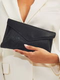 Carvela Stargaze crystal embellished envelope clutch bag, black, UK version