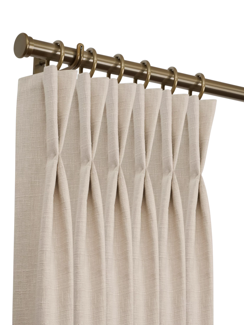 John Lewis Select Classic Curtain Pole with Rings and Stud Finial, Wall Fix, Dia.25mm, Brass Toned, L220cm