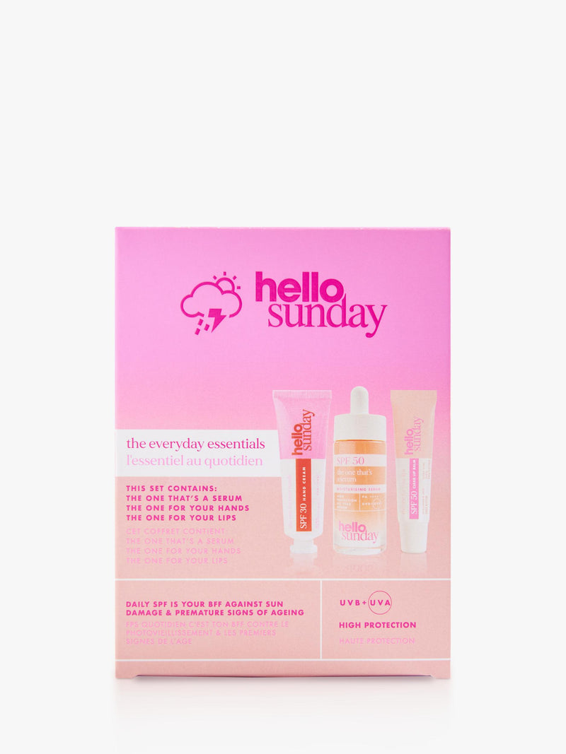 Hello Sunday Everyday Essentials skincare gift set with SPF50, imported from the UK