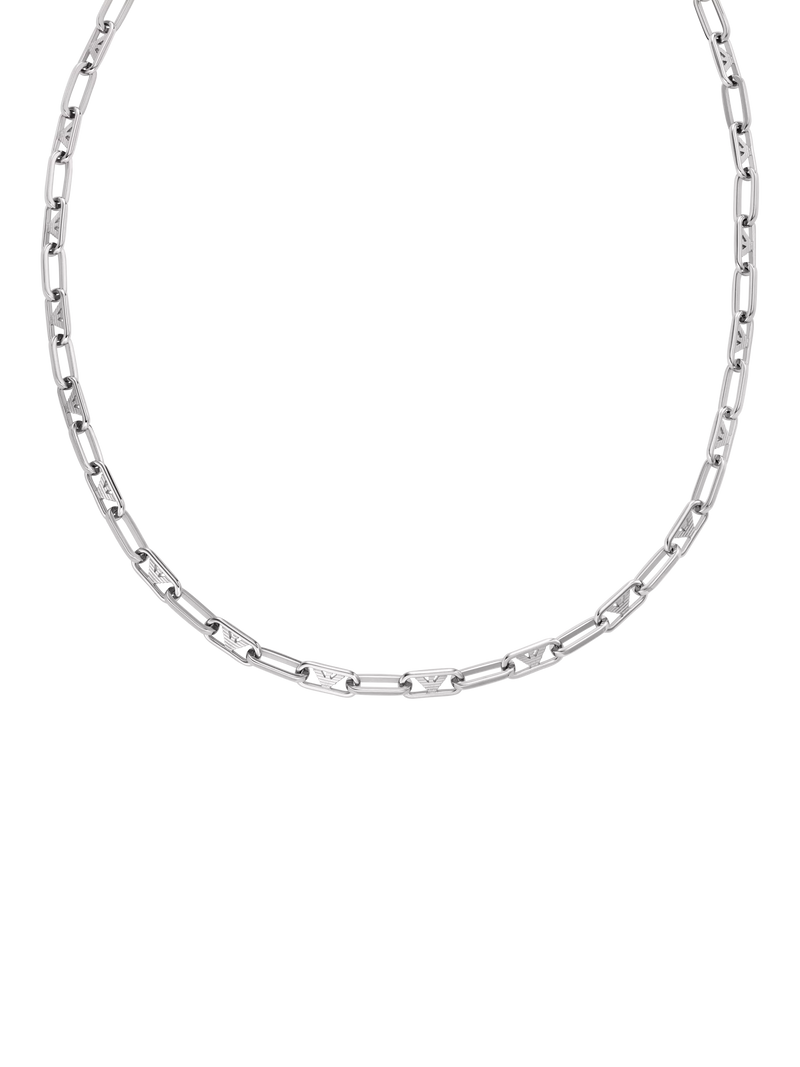 Emporio Armani twisted link chain necklace 52.5cm silver, imported from the UK
