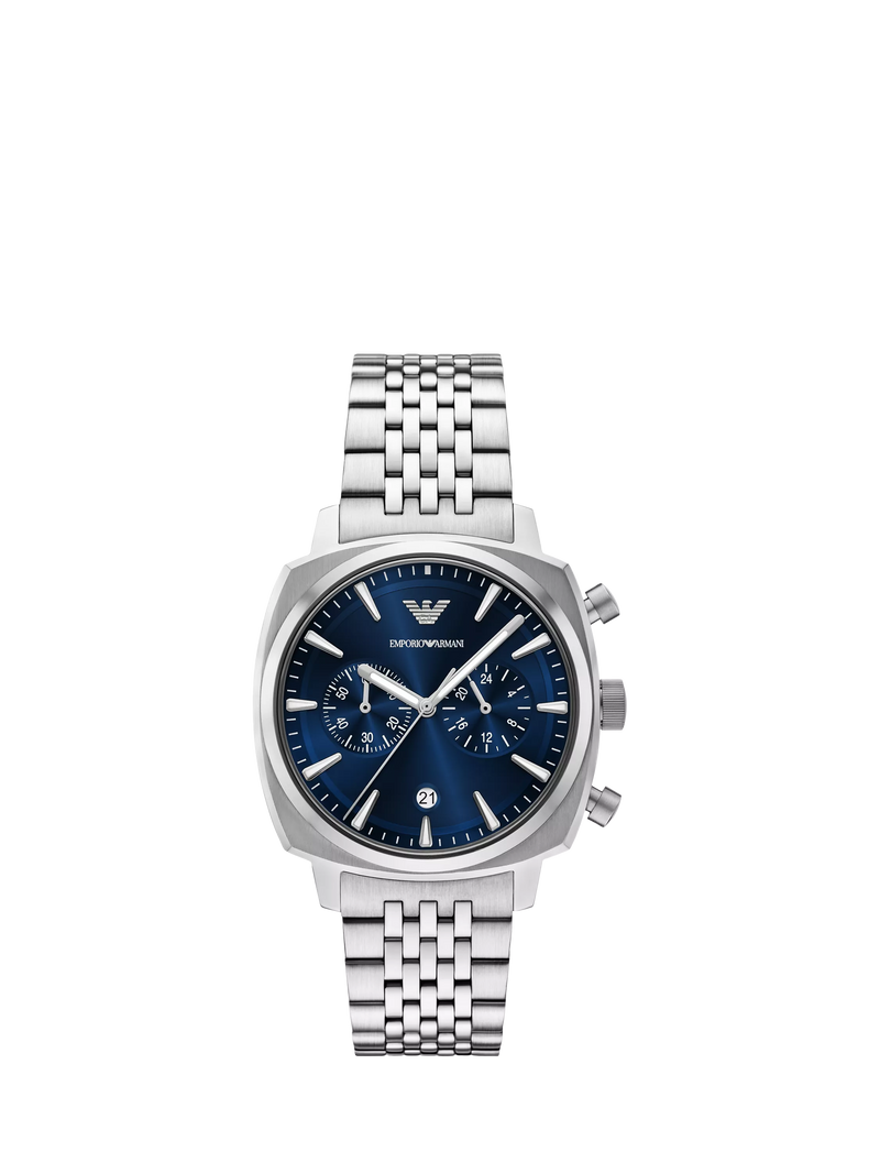 Emporio Armani AR11688 chronograph watch blue dial stainless steel, UK version