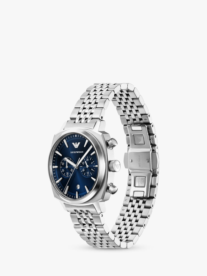 Emporio Armani AR11688 chronograph watch blue dial stainless steel, UK version