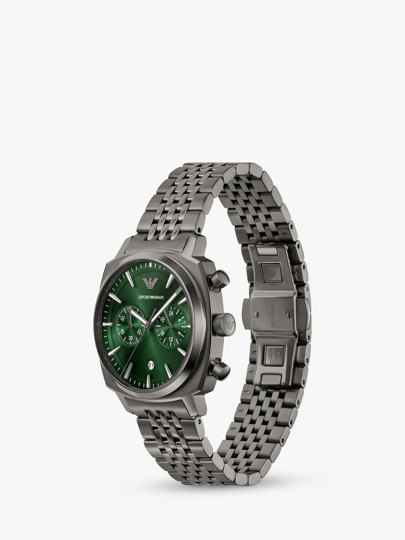 Emporio Armani chronograph green dial watch 40mm, imported from the UK