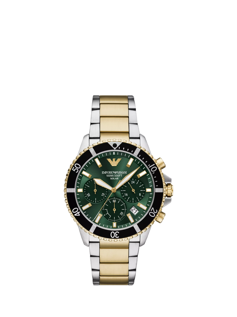 Emporio Armani World Explorer solar watch 43.5mm green dial (British brand)