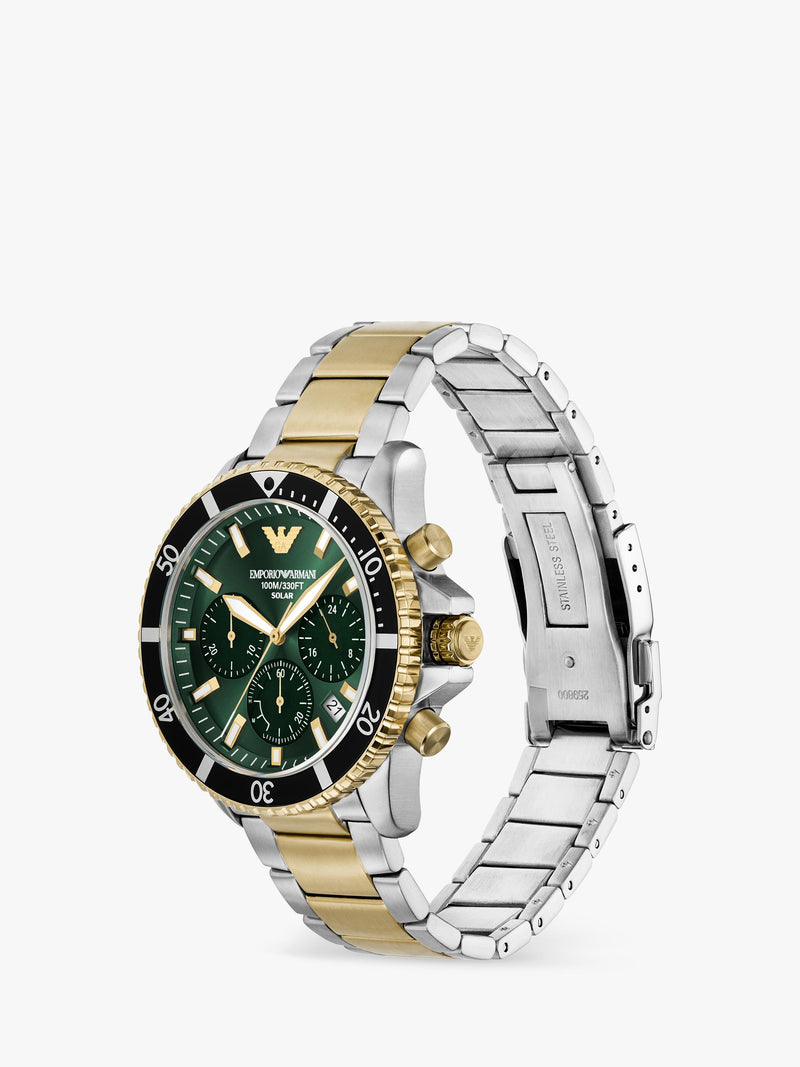 Emporio Armani World Explorer solar watch 43.5mm green dial (British brand)