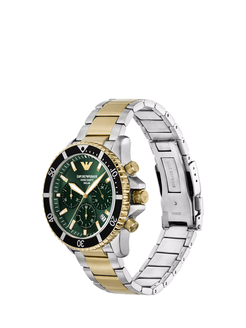 Emporio Armani World Explorer solar watch 43.5mm green dial (British brand)