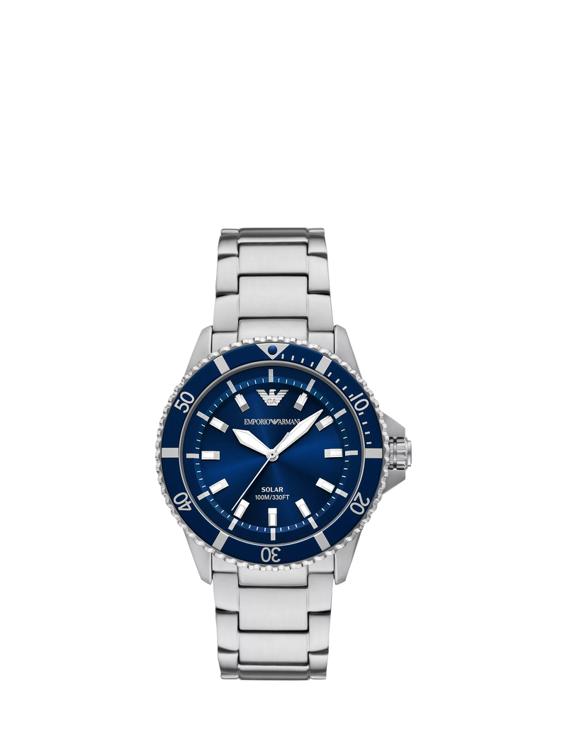 Emporio Armani World Explorer solar watch blue dial steel bracelet - British product