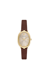 John Lewis Emporio Armani AR11708 Women's Oval Leather Strap Watch 26 x 34mm- Buy online at McGrocer