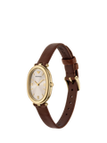 Emporio Armani women's oval watch brown leather strap 26x34mm, UK version