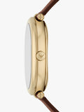 Emporio Armani women's oval watch brown leather strap 26x34mm, UK version
