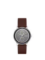 John Lewis Skagen SKW6941 Men's Round Leather Strap Watch Grey- Buy online at McGrocer