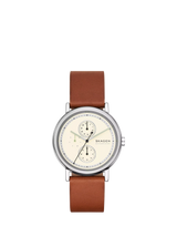 John Lewis Skagen SKW6942 Men's Round Leather Strap Watch, White, 40mm- Buy online at McGrocer