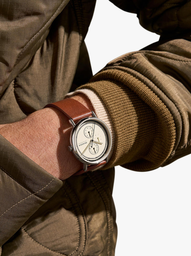 Skagen men's leather strap watch white dial 40mm, imported from the UK