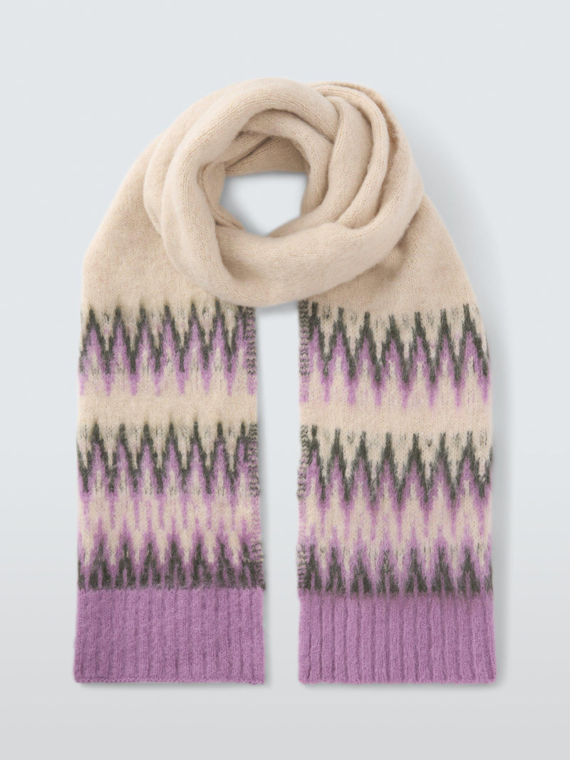 John Lewis Fairisle wool blend scarf 200x35cm - British product